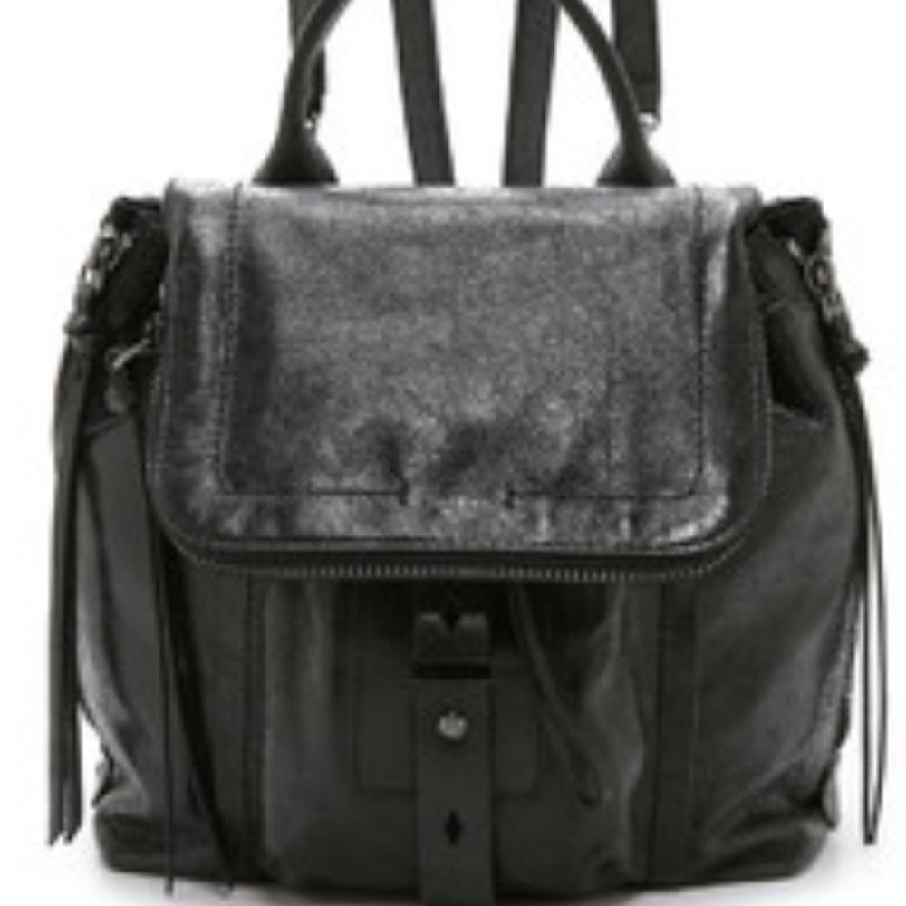 Black Distressed Leather Botkier Warren Backpack